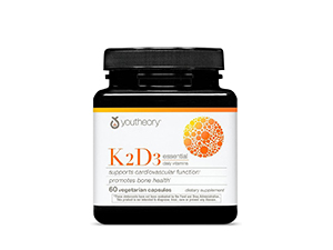 Youtheory K2D3 - Bone & Heart Health Support* - Combines Vitamin D3 & Vitamin K2 - Dairy, Soy & Gluten Free - 60 Vegetarian Capsules